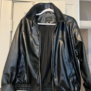 Zara Shiny Black Bomber Jacket